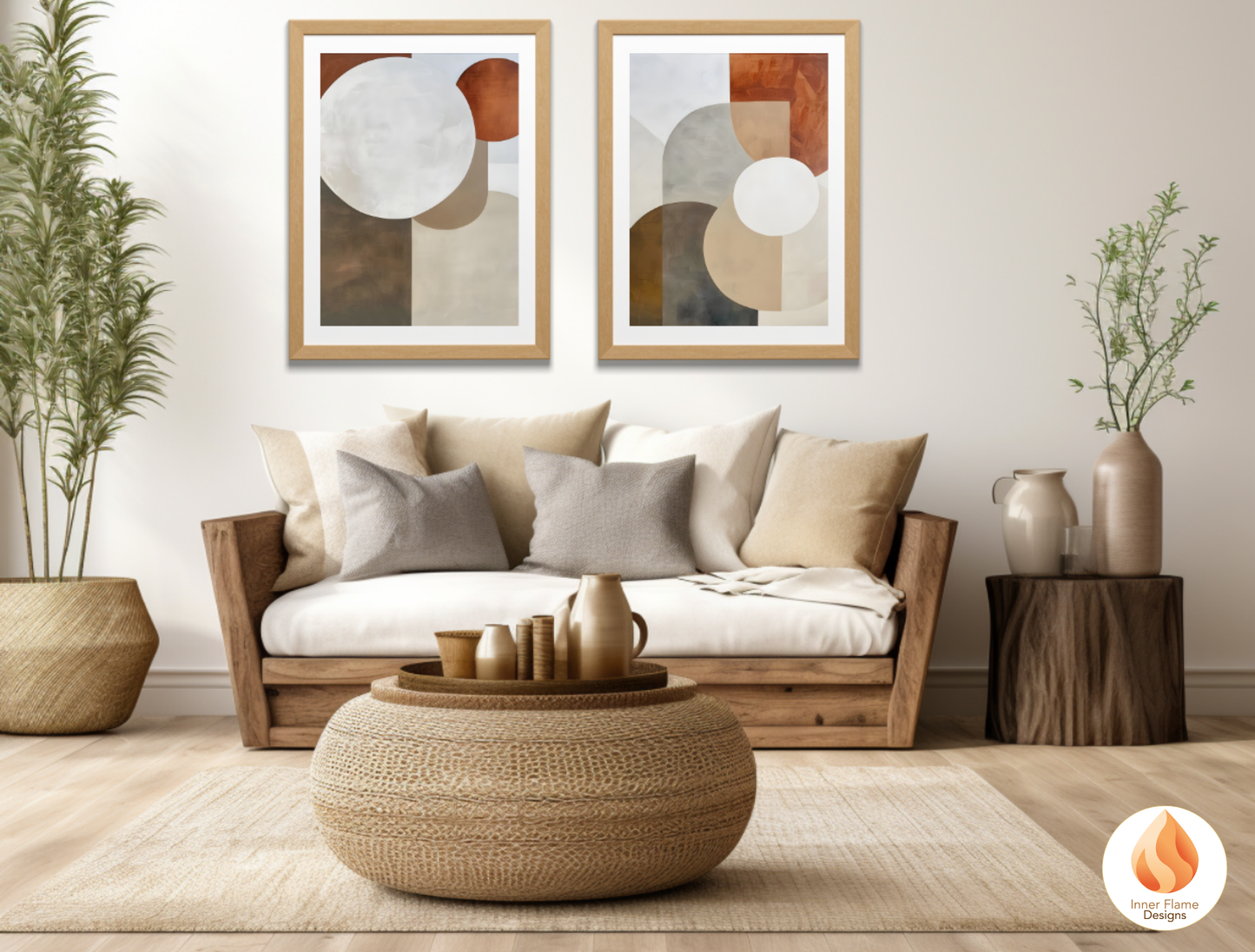 Earthy Geometric Artwork for Modern Home Design | Triptych Artwork