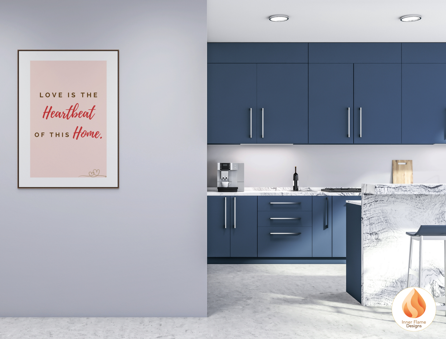 Motivational Poster with Love Inspirational Quote 4 - "Love Is The Heartbeat Of This Home"