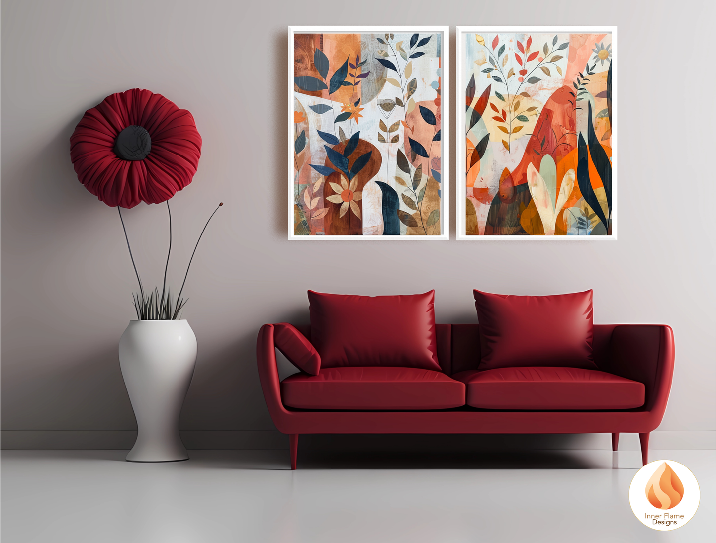 Modern Boho Wall Art Décor for Modern Home Design | Triptych Artwork (Series 3)
