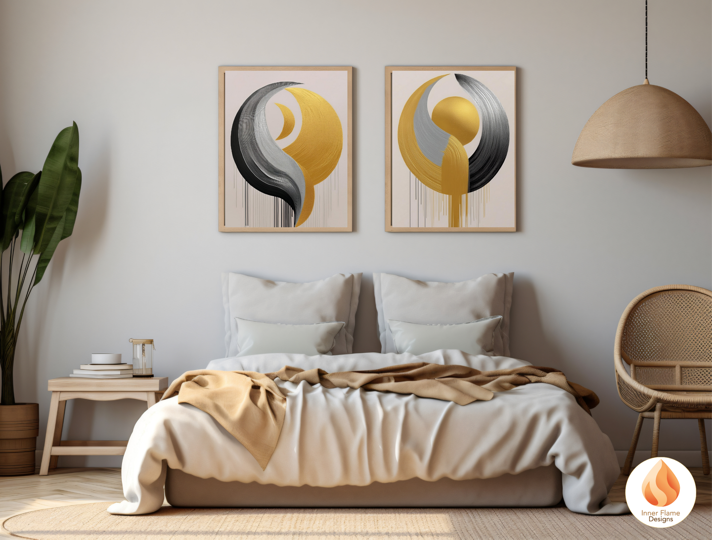Futuristic Geometric Artwork for Modern Home Design | Triptych Artwork