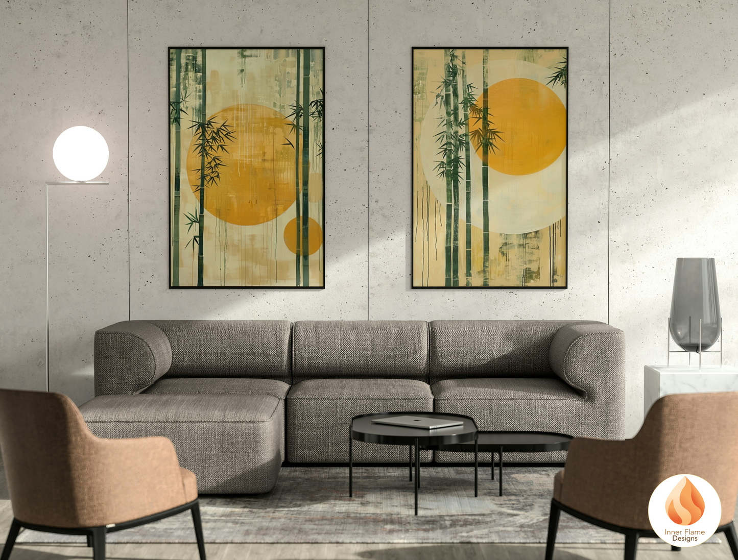 Tranquil Japandi Art for Modern Home Design | Triptych Artwork (Series 3)