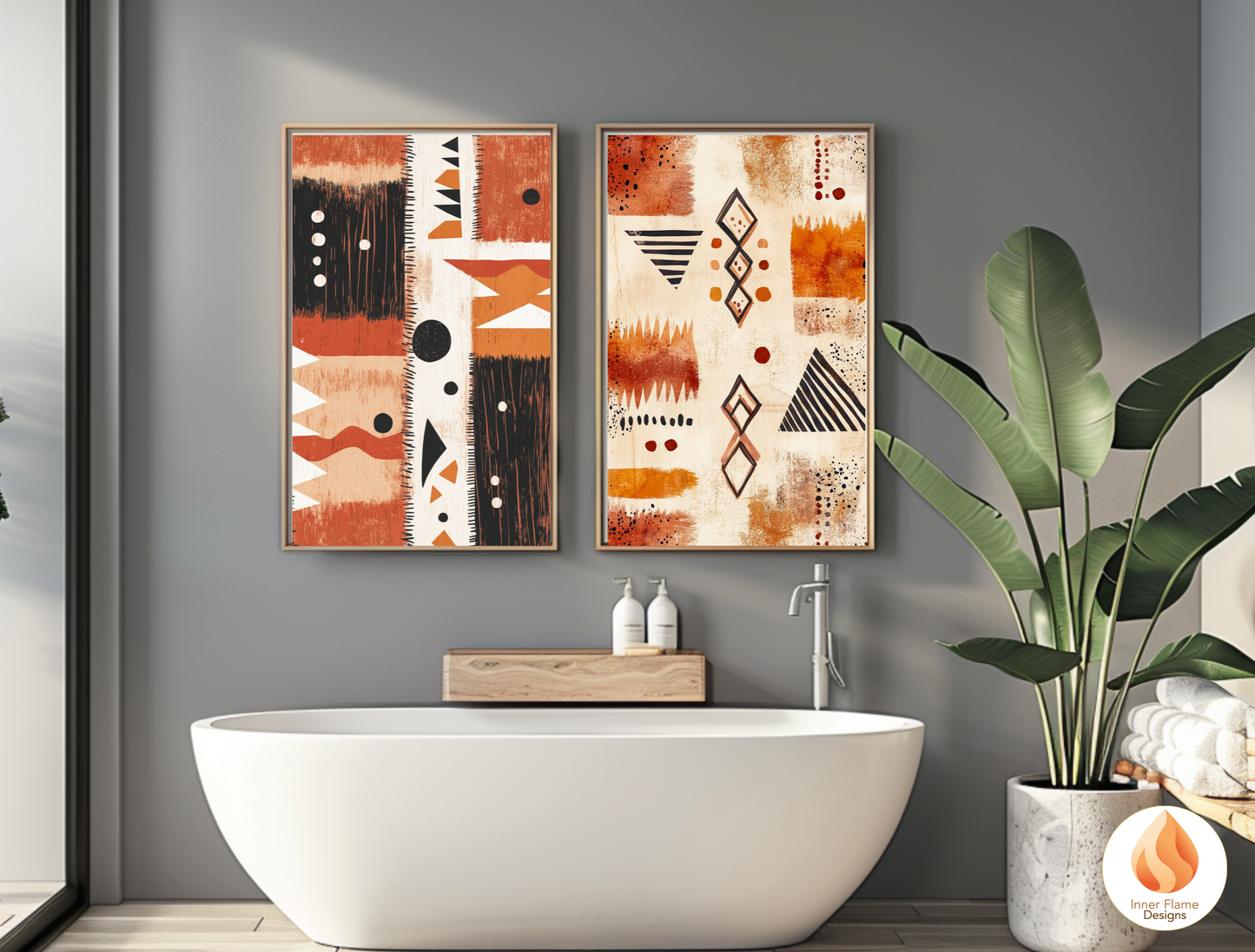 Tribal Boho Wall Art Décor for Modern Home Design | Triptych Artwork