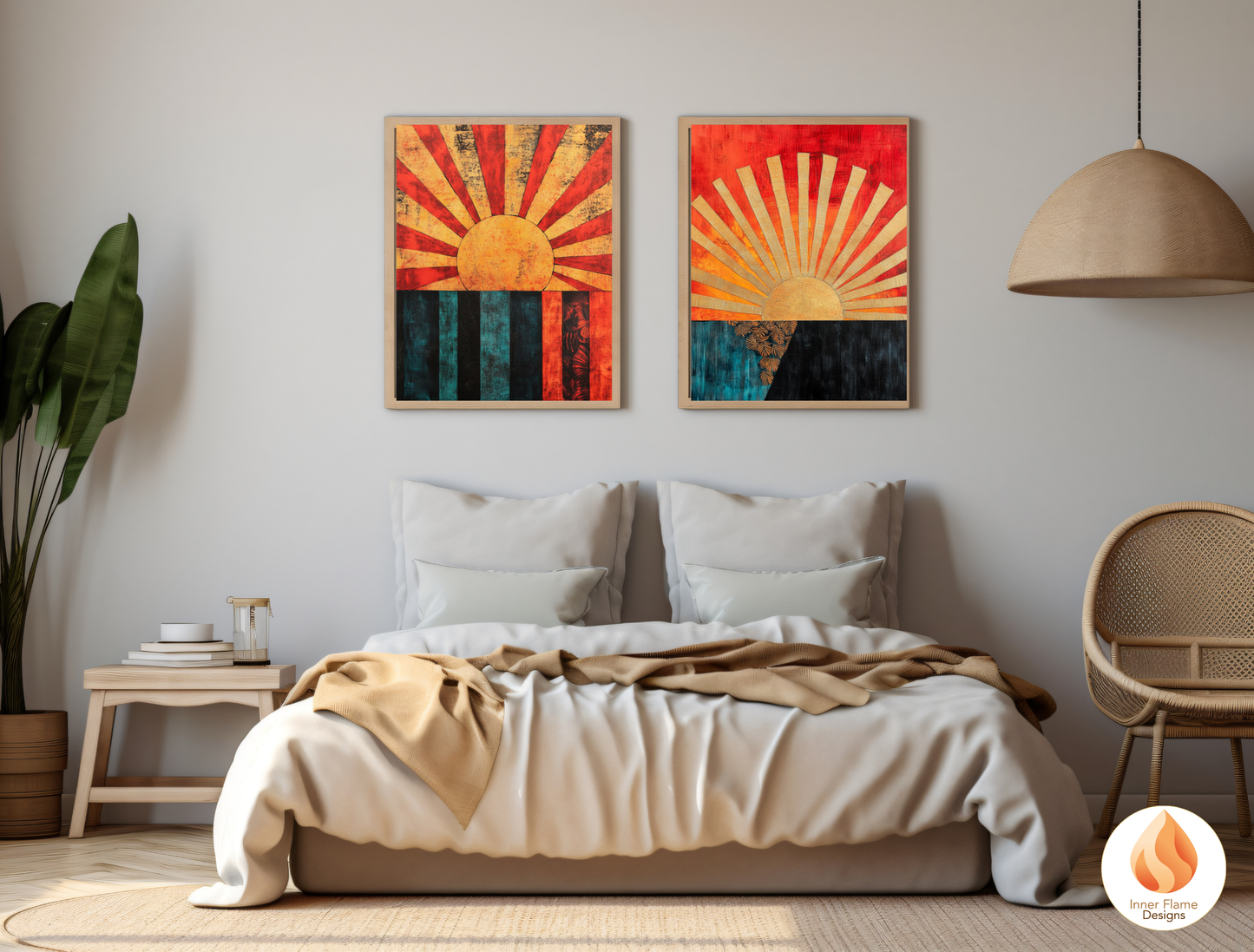 Vivid Cosmic Boho Wall Art Décor for Modern Home Design | Triptych Artwork (Series 2)