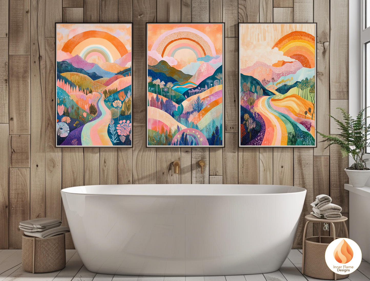 Dramatic Boho Wall Art Décor for Modern Home Design | Triptych Artwork (Series 2)