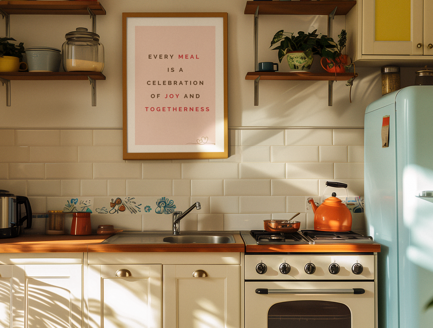 Motivational Poster with Quote on Family and Togetherness 3- "Every Meal Is A Celebration Of Joy And Togetherness"