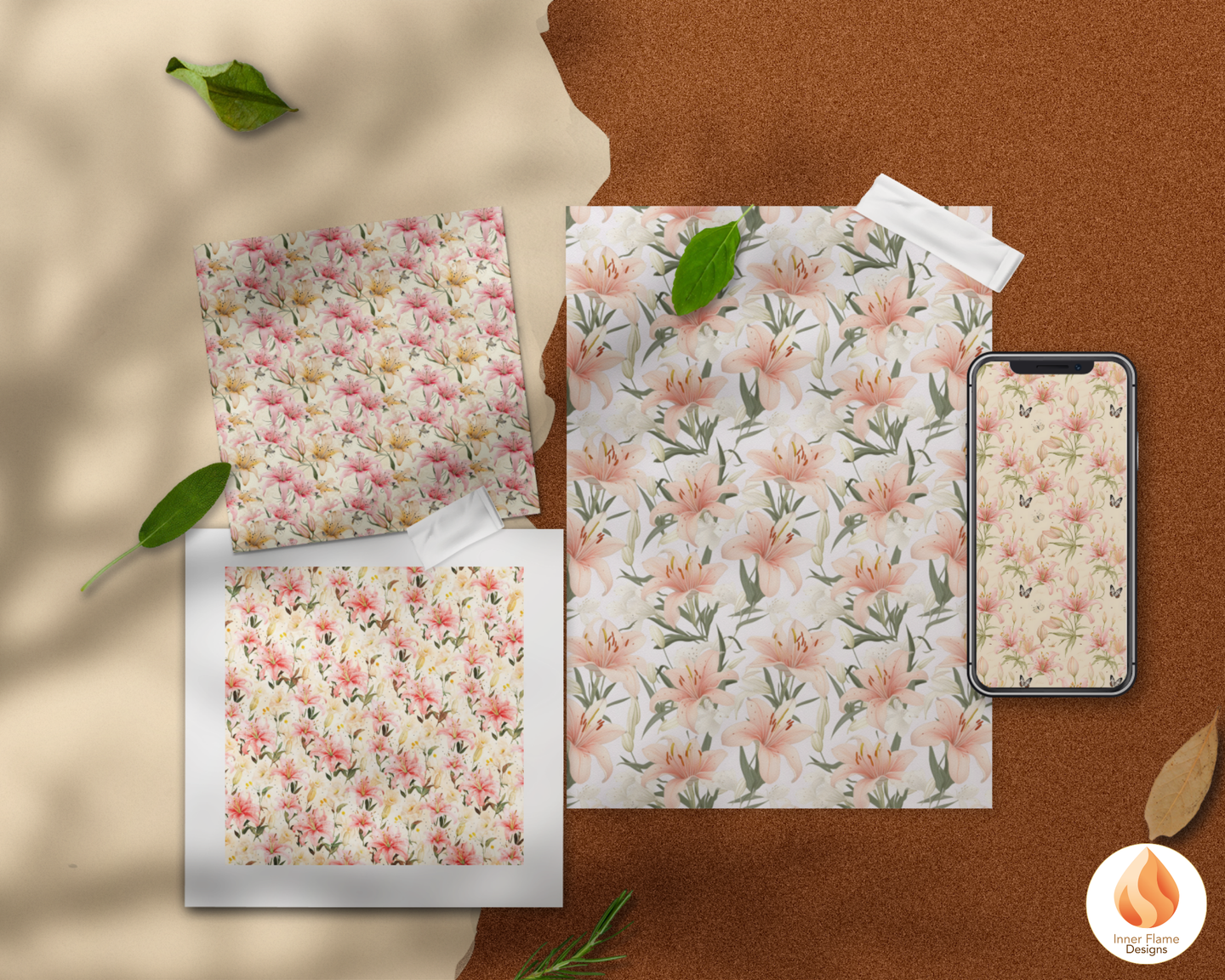 Spring Lily Floral Surface Patterns | Seamless Patterns for Wallpaper, Textiles, Packaging and Digital Designs