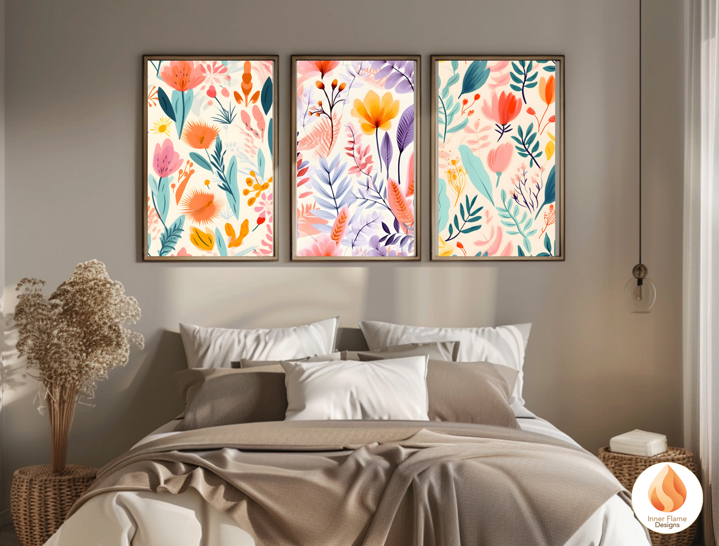 Cheerful Boho Wall Art Décor for Modern Home Design | Four Piece Wall Art