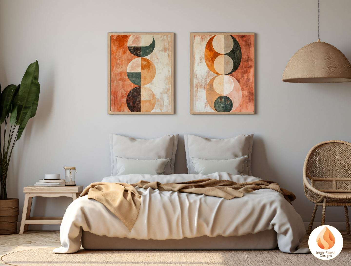 Cosmic Boho Wall Art Décor for Modern Home Design | Triptych Artwork (Series 2)