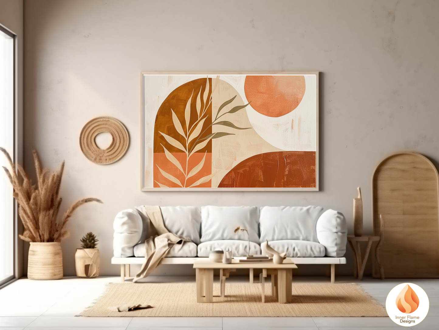 Terracotta Boho Wall Art Décor for Modern Home Design | Triptych Artwork