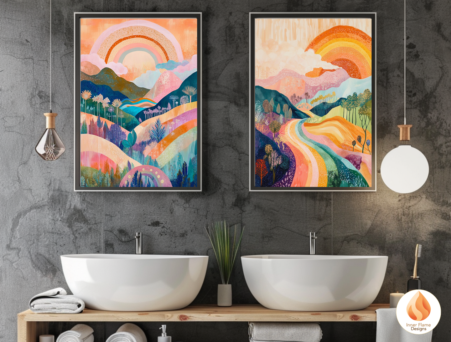 Dramatic Boho Wall Art Décor for Modern Home Design | Triptych Artwork (Series 2)