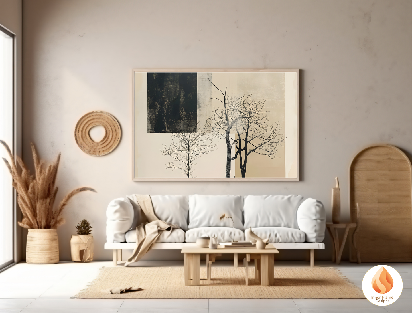Delicate Japandi Art for Modern Home Design | Triptych Artwork