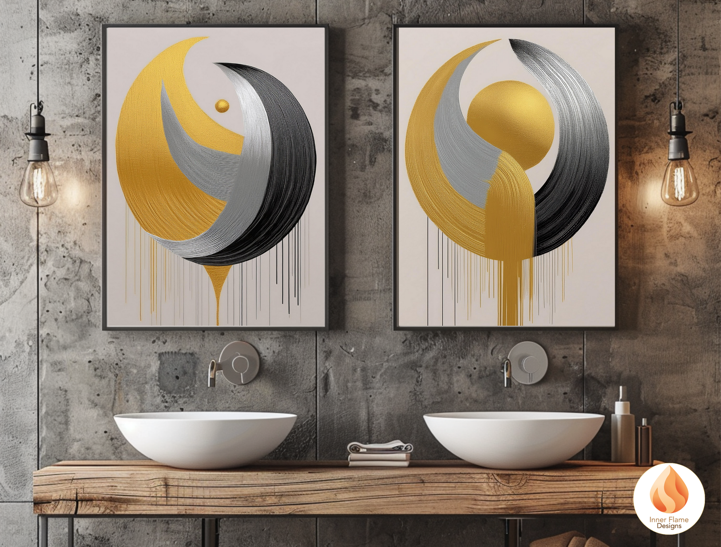 Futuristic Geometric Artwork for Modern Home Design | Triptych Artwork