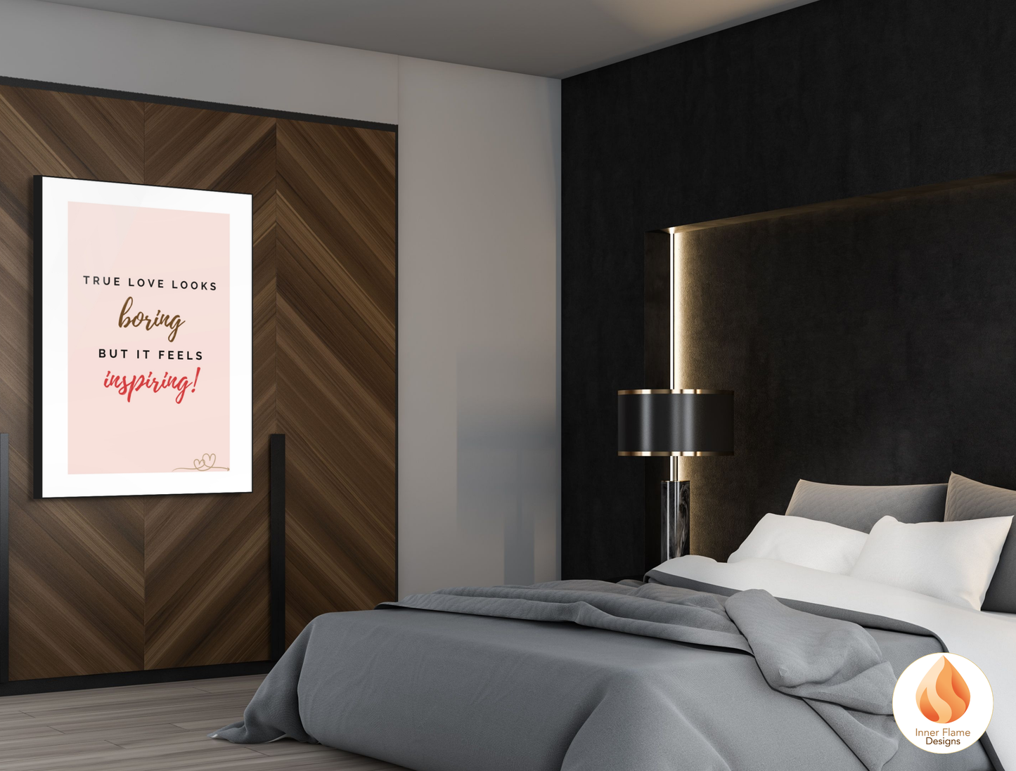 Motivational Poster with Love Inspirational Quote 1 - "True Love Looks Boring But It Feels Inspiring"