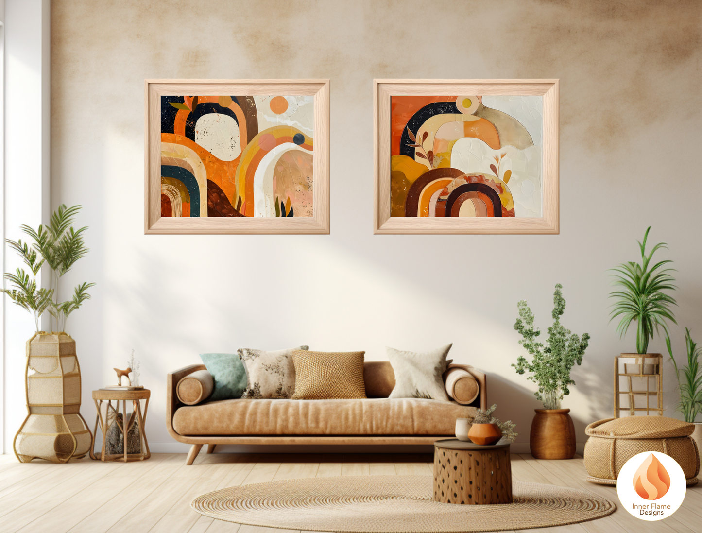 Eclectic Boho Wall Art Décor for Modern Home Design | Triptych Artwork (Series 3)