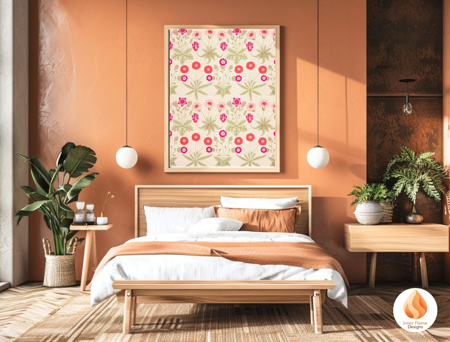 William Morris Inspired Designs - "Daisy" | Abstract Botanical Art for Modern Home Design | Triptych Artwork