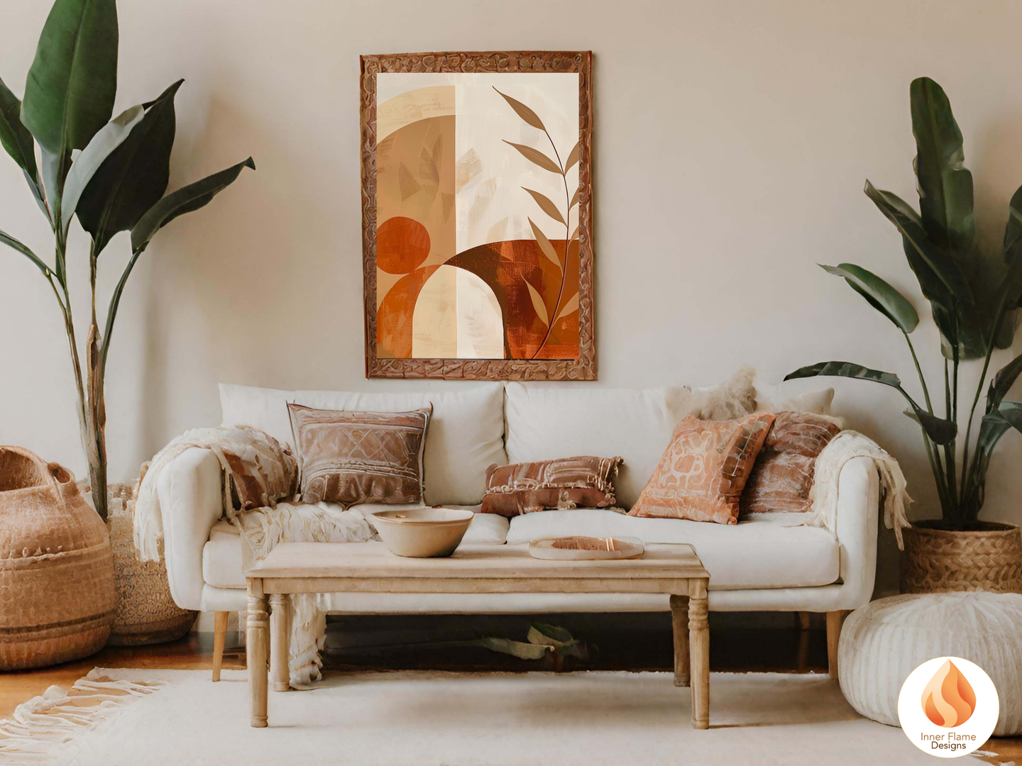 Terracotta Boho Wall Art Décor for Modern Home Design | Triptych Artwork