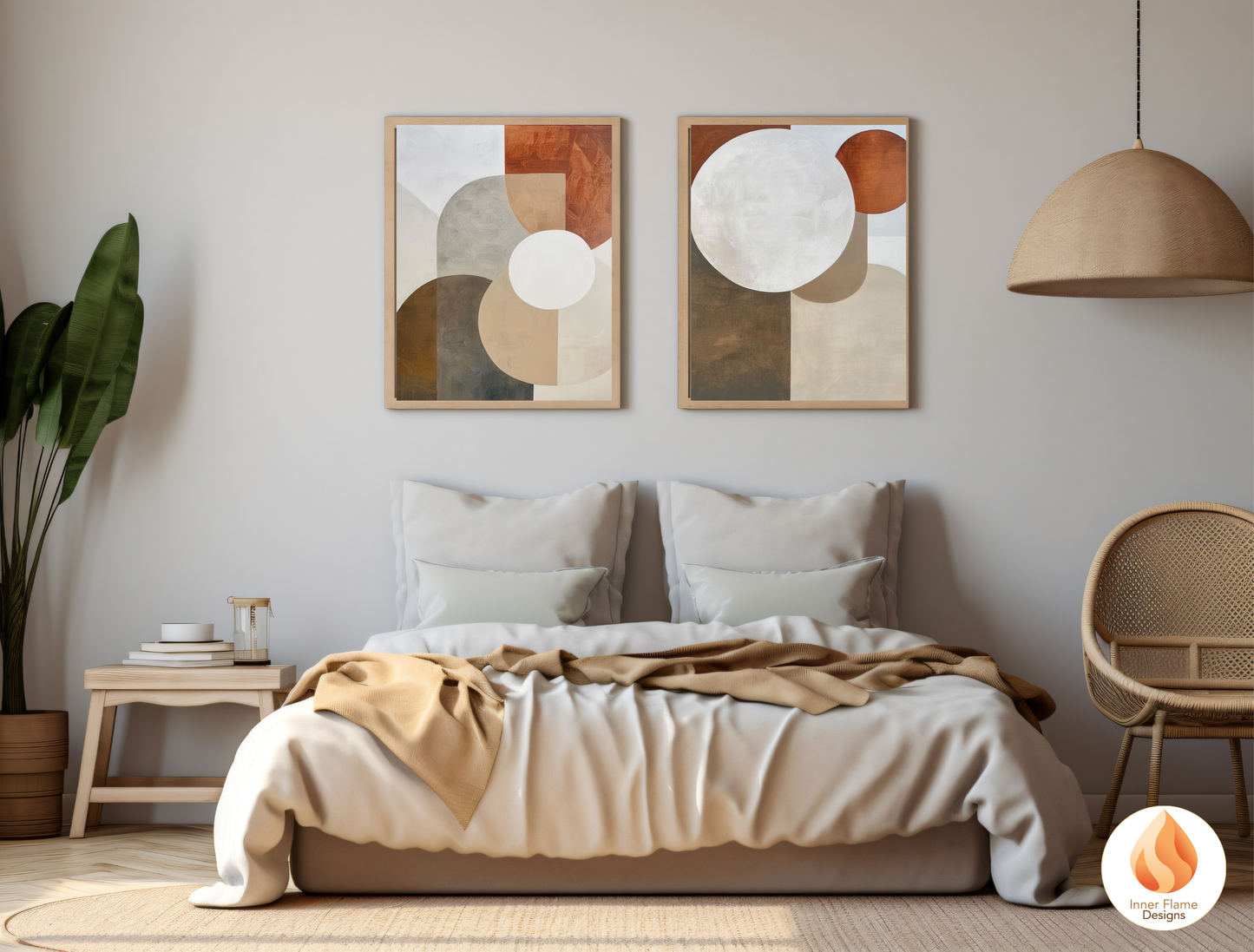Earthy Geometric Artwork for Modern Home Design | Triptych Artwork