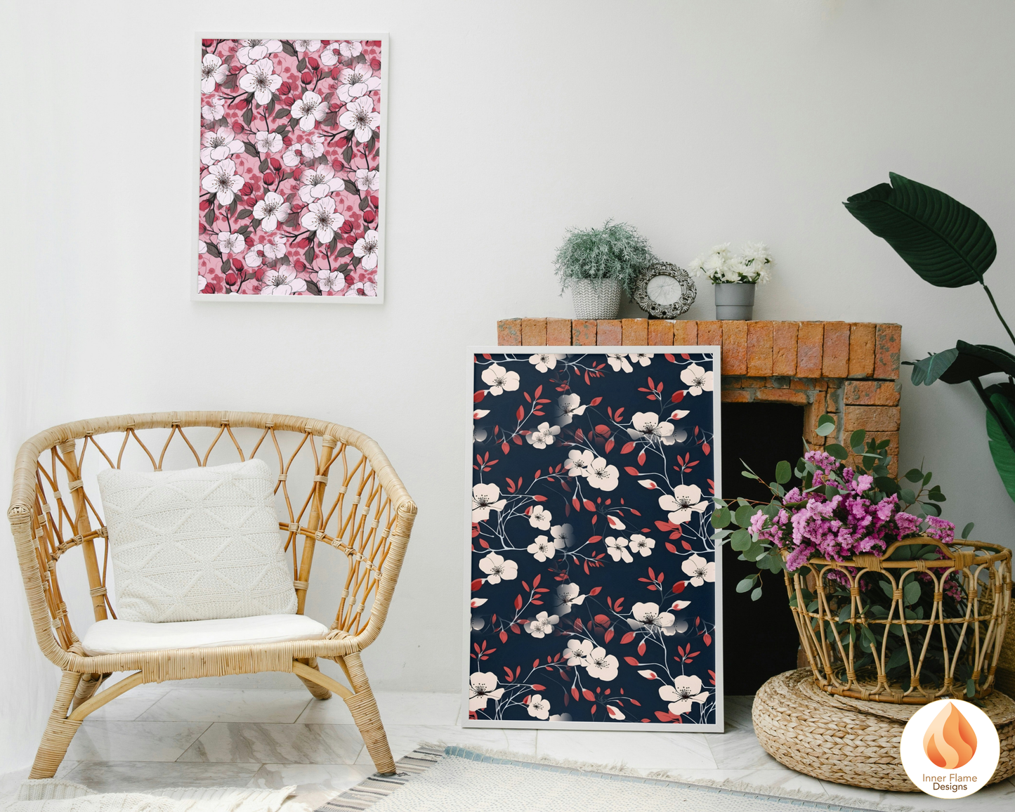Japandi Rose Floral Surface Patterns | Seamless Patterns for Wallpaper, Textiles, Packaging and Digital Designs