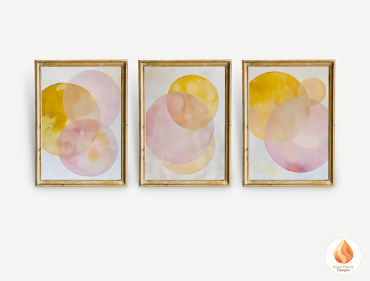 Soft and Sweet Geometric Artwork for Modern Home Design | Triptych Artwork