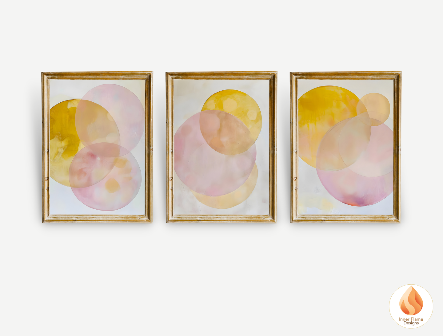 Soft and Sweet Geometric Artwork for Modern Home Design | Triptych Artwork