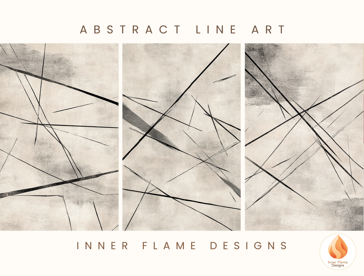 Linear Line Art for Modern Home Design | Triptych Artwork