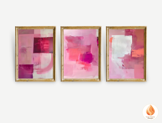 Playful Minimalist Art for Modern Home Design | Triptych Artwork
