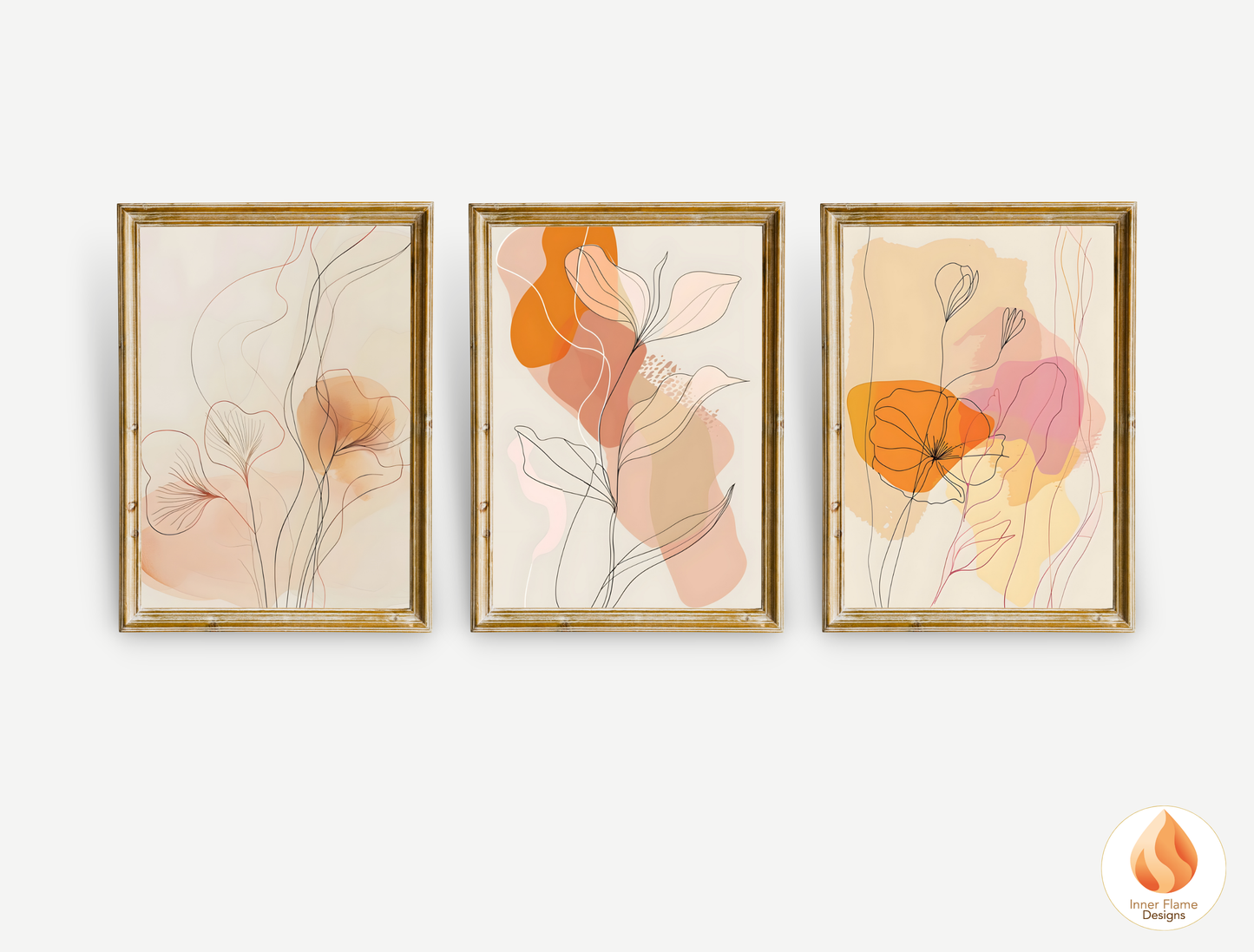 Graceful Line Art for Modern Home Design | Triptych Artwork (Series 1)