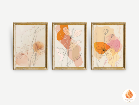 Graceful Line Art for Modern Home Design | Triptych Artwork (Series 1)