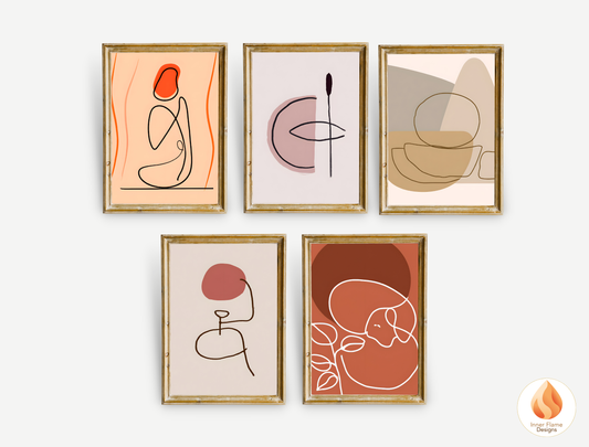 Eclectic Line Art for Modern Home Design | Triptych Artwork