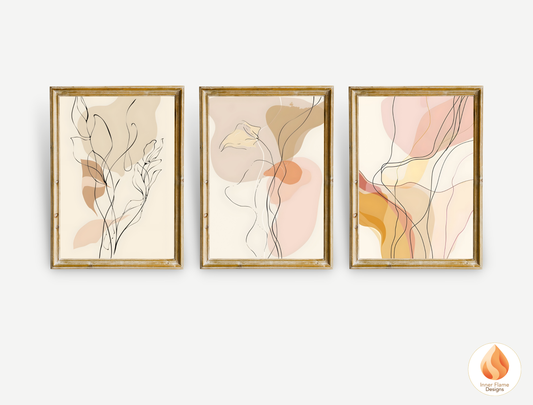 Graceful Line Art for Modern Home Design | Triptych Artwork (Series 2)