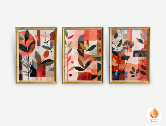 Modern Boho Wall Art Décor for Modern Home Design | Triptych Artwork (Series 2)