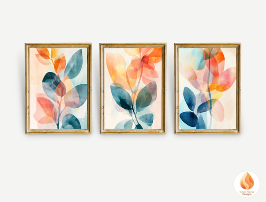 Refreshing Flower Artwork for Modern Home Design | Triptych Artwork