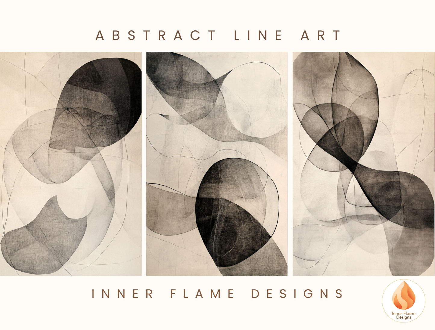 Serene Line Art for Modern Home Design | Triptych Artwork