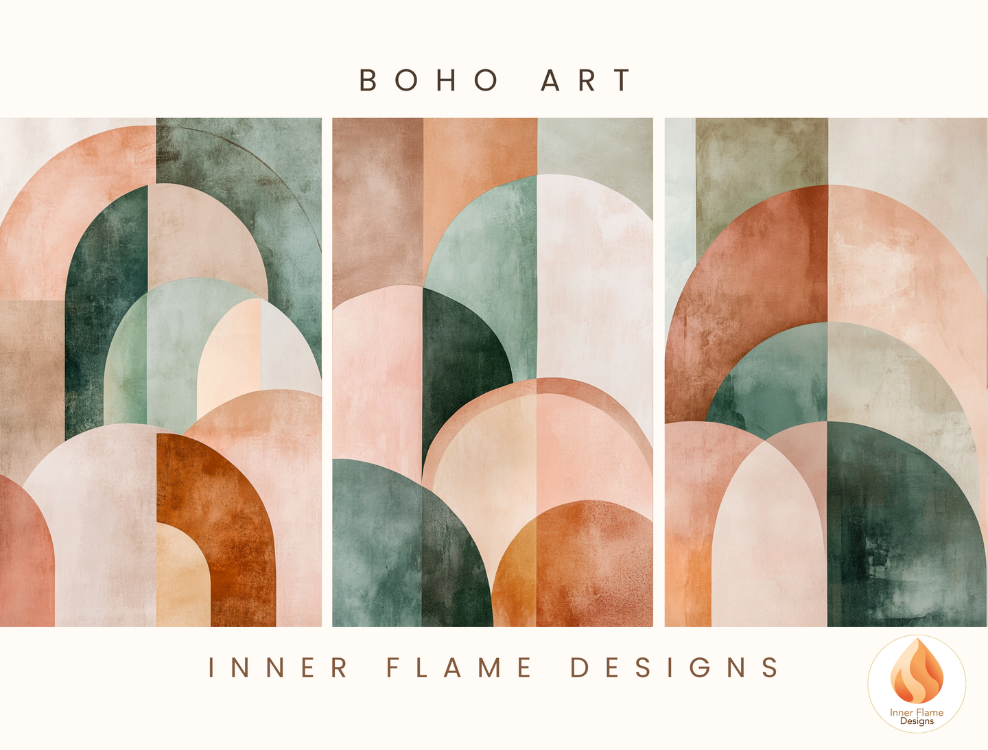 Harmonious Boho Wall Art Décor for Modern Home Design | Triptych Artwork