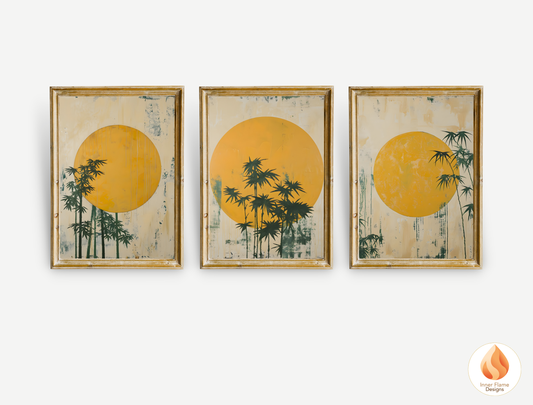 Tranquil Japandi Art for Modern Home Design | Triptych Artwork (Series 1)