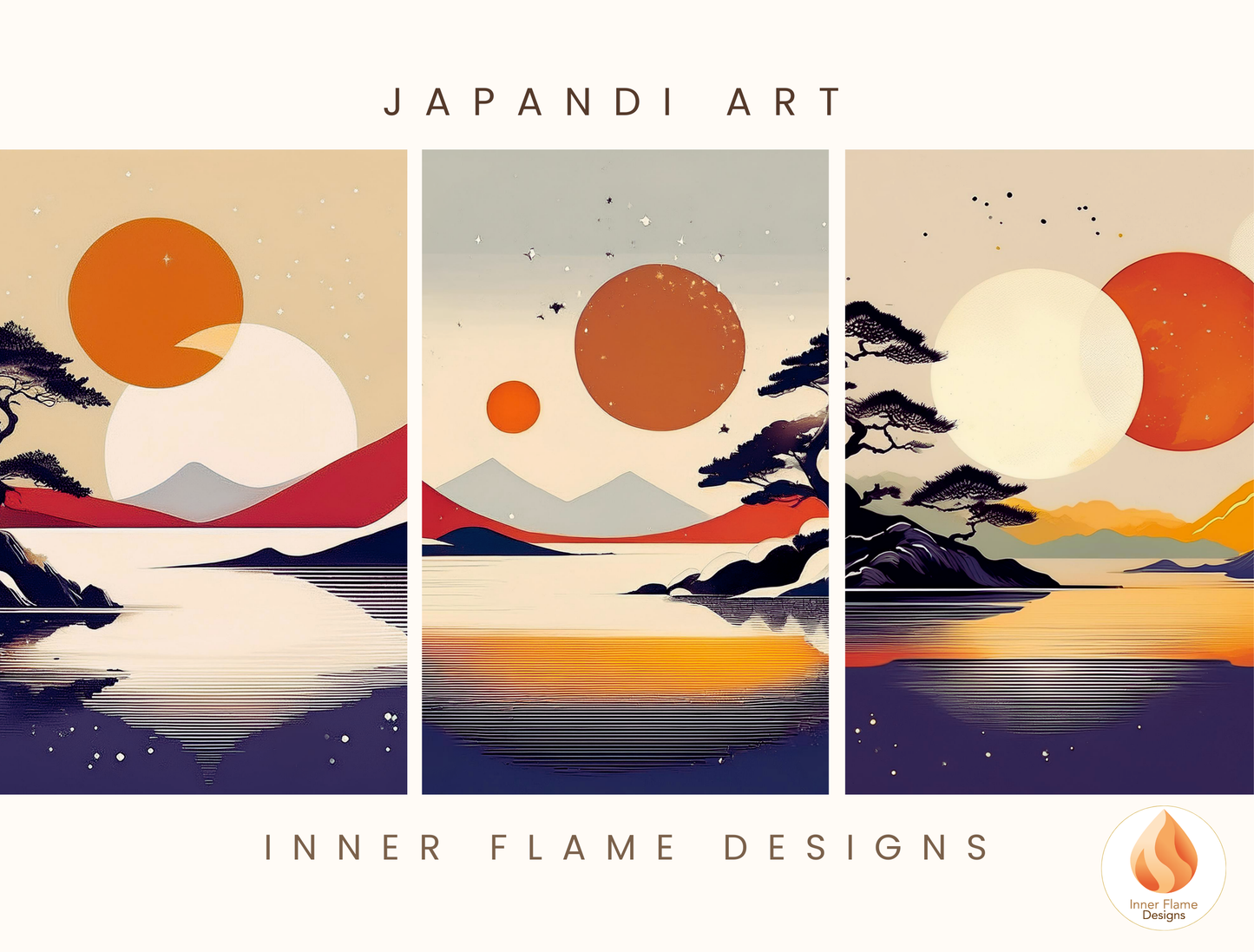 Striking Japandi Art for Modern Home Design | Triptych Artwork
