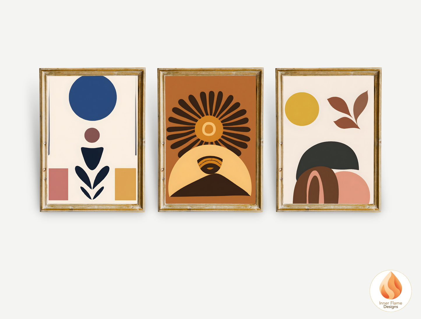 Eclectic Boho Wall Art Décor for Modern Home Design | Triptych Artwork (Series 1)