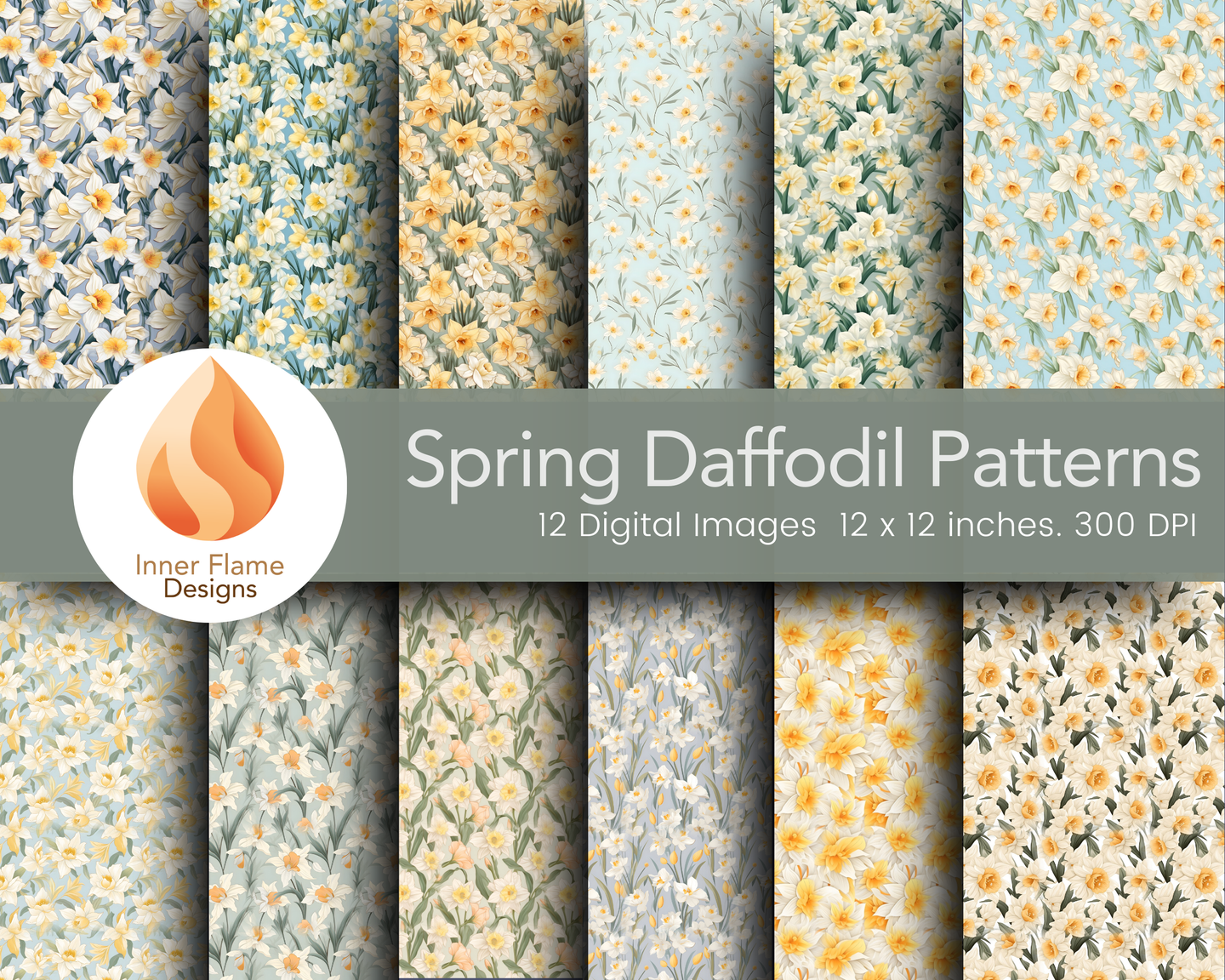 Spring Daffodil Floral Surface Patterns | Seamless Patterns for Wallpaper, Textiles, Packaging and Digital Designs