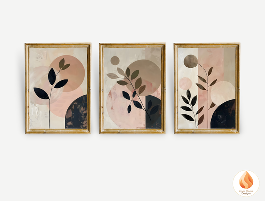 Charming Japandi Art for Modern Home Design | Triptych Artwork (Series 3)