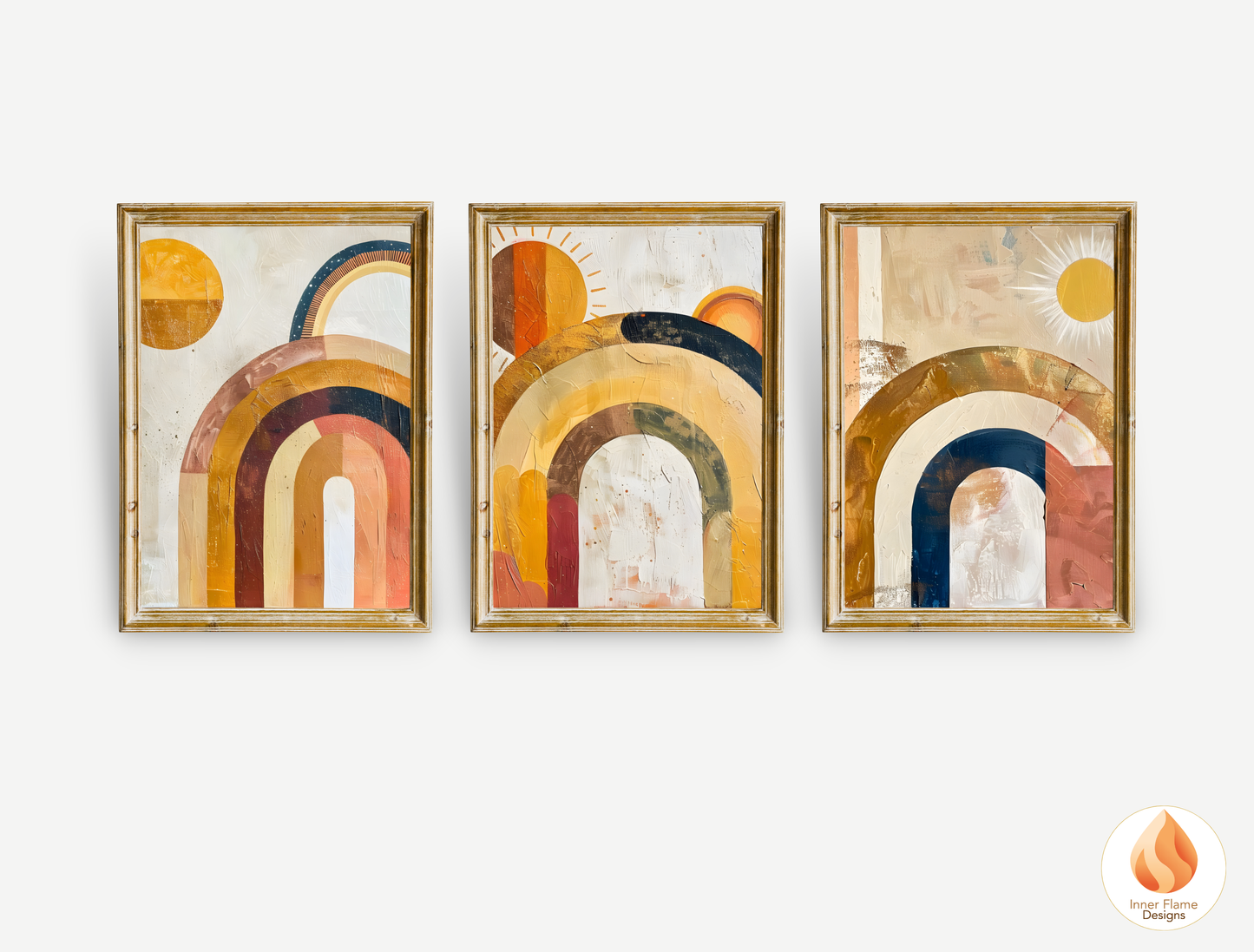 Eclectic Boho Wall Art Décor for Modern Home Design | Triptych Artwork (Series 4)