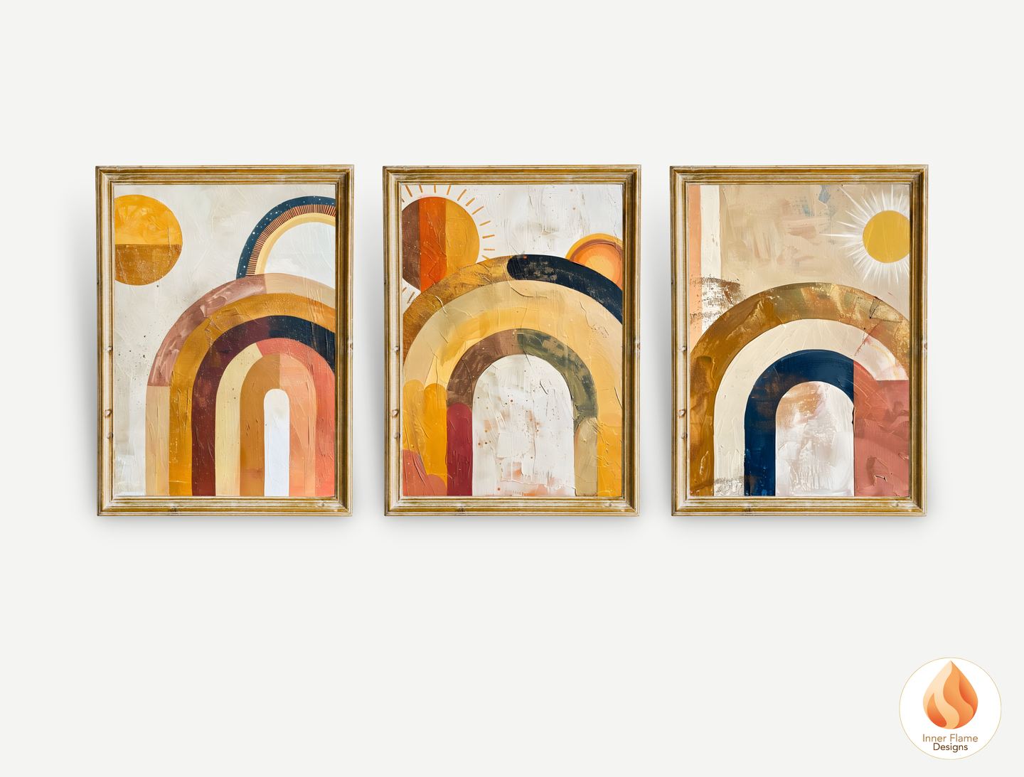 Eclectic Boho Wall Art Décor for Modern Home Design | Triptych Artwork (Series 4)