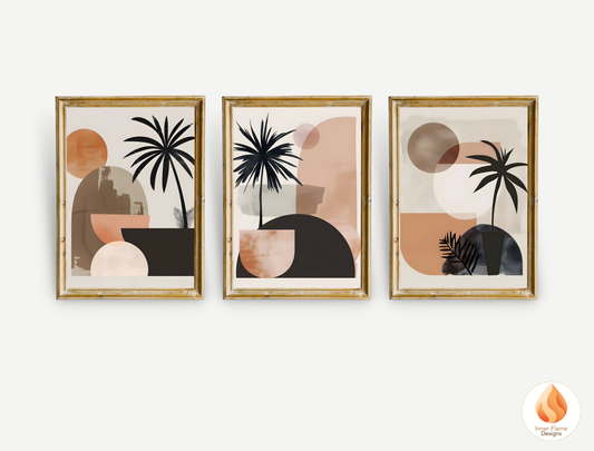 Calming Japandi Art for Modern Home Design | Triptych Artwork
