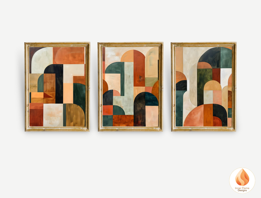 Distinctive Geometric Artwork for Modern Home Design | Triptych Artwork