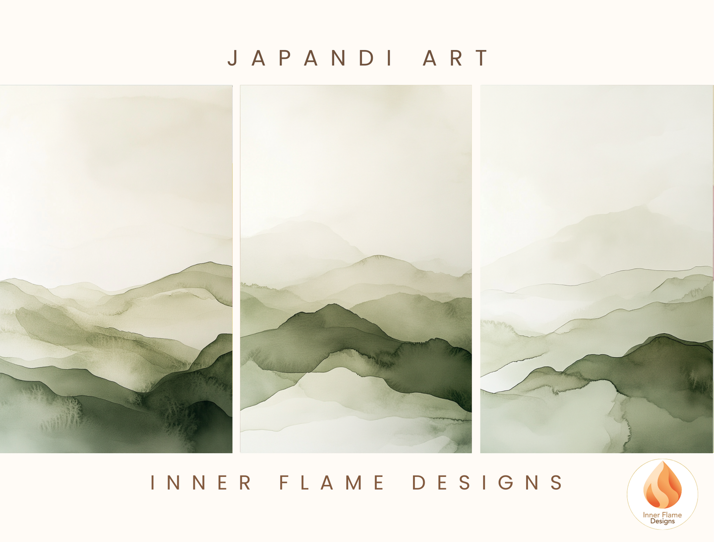 Reflective Japandi Art for Modern Home Design | Triptych Artwork