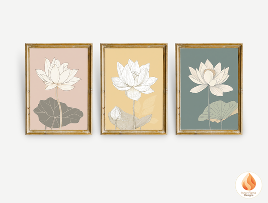 Subtle Japandi Art for Modern Home Design | Triptych Artwork (Series 2)