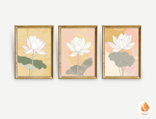 Subtle Japandi Art for Modern Home Design | Triptych Artwork (Series 1)