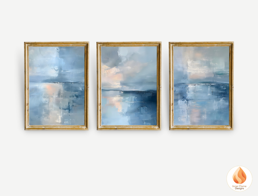 Serene Minimalist Art for Modern Home Design | Triptych Artwork
