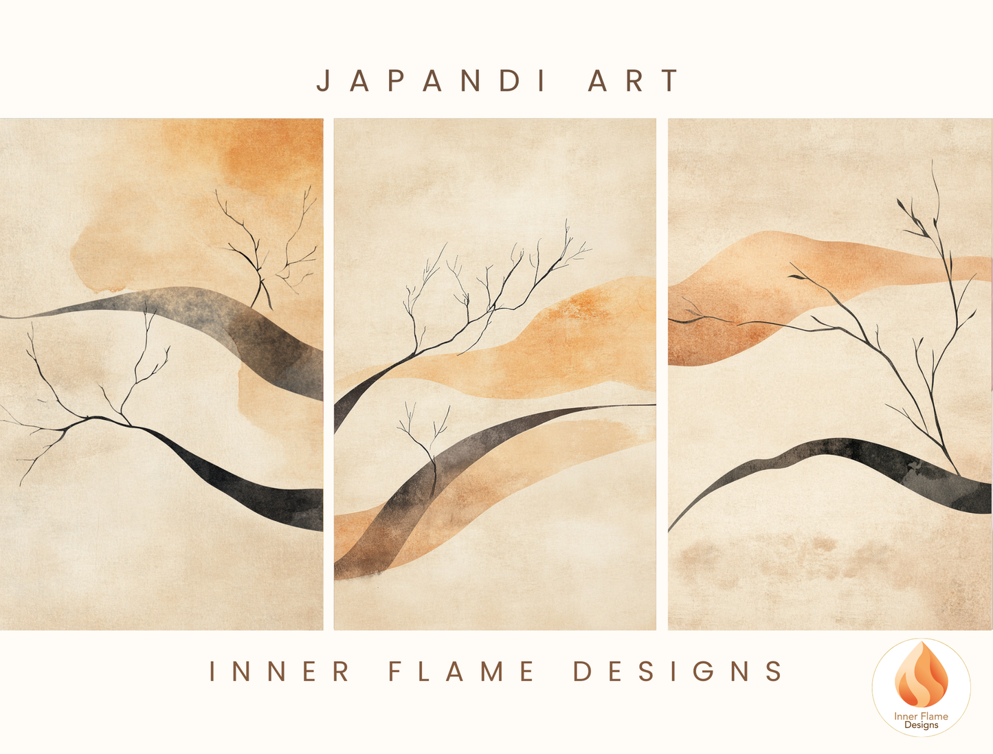 Refined Japandi Art for Modern Home Design | Triptych Artwork