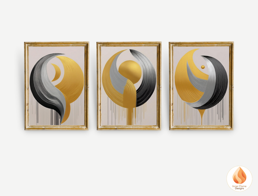 Futuristic Geometric Artwork for Modern Home Design | Triptych Artwork