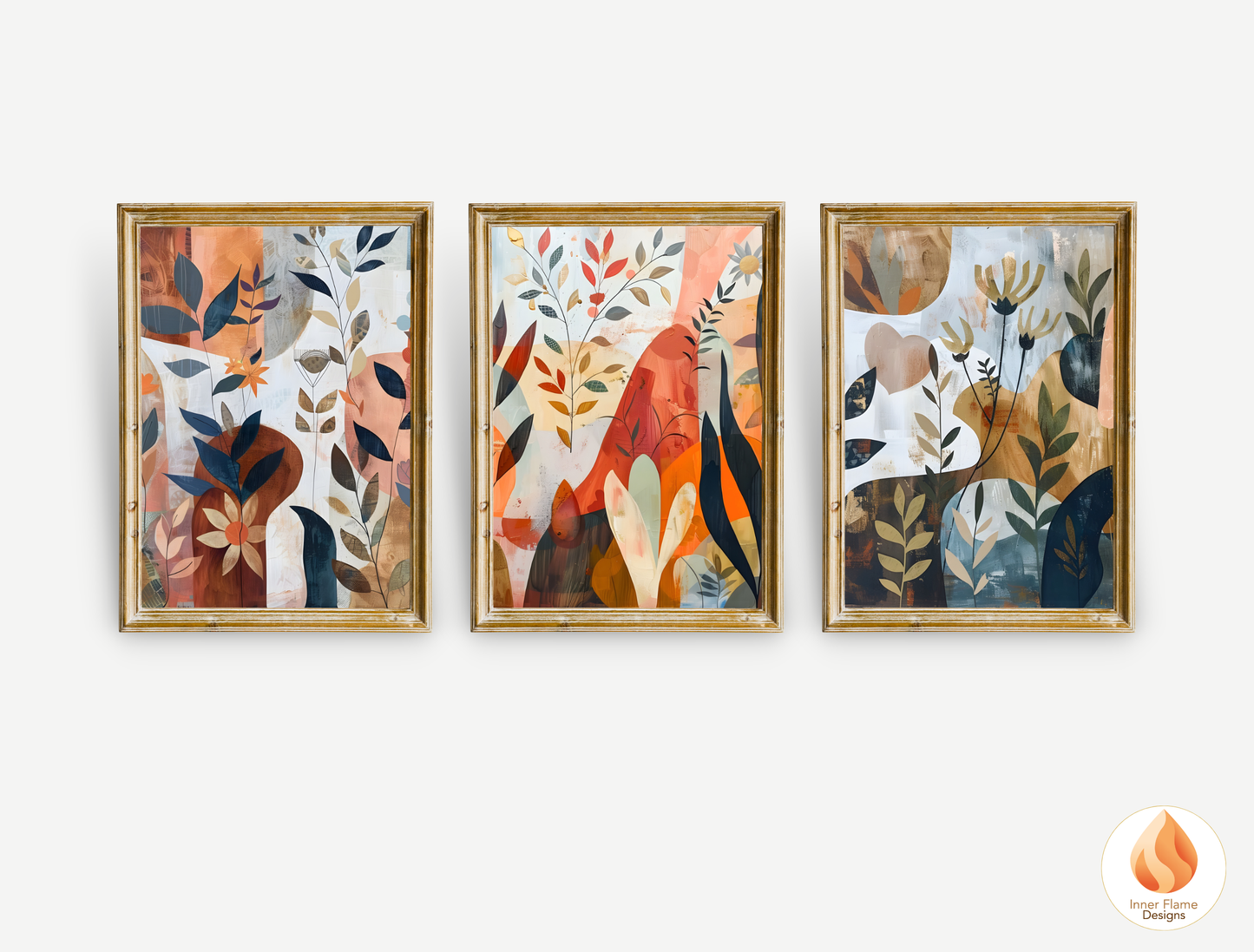 Modern Boho Wall Art Décor for Modern Home Design | Triptych Artwork (Series 3)